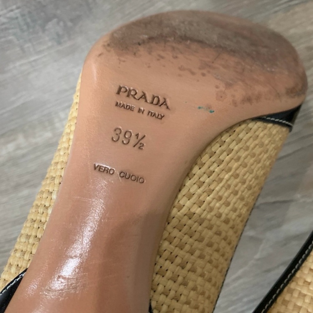 Prada Cap Toe Raffia Heel - Picture 4 of 8